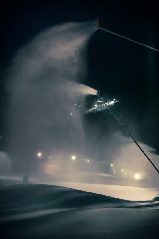 Nighttime snowmaking